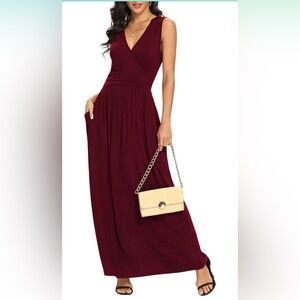Burgundy Cross Front Maxi Dress